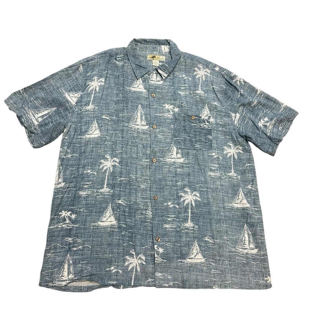 Joe‎ Marlin Hawaiian Shirt Mens 3XLT Blue/White  Floral Button Shirt